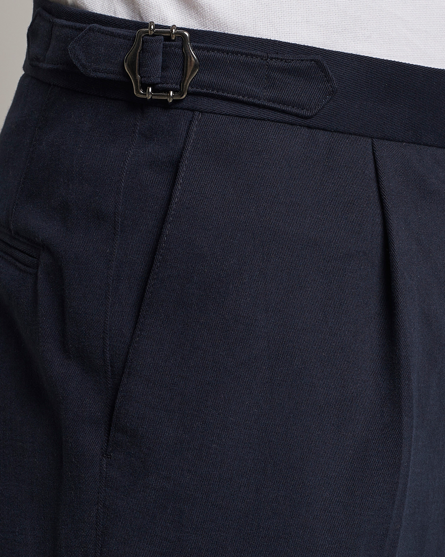 Hombres | Pantalones | Oscar Jacobson | Delon Brushed Cotton Trousers Navy