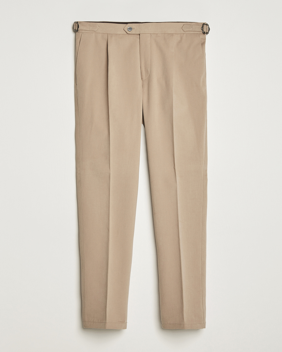 Hombres | Pantalones | Oscar Jacobson | Delon Brushed Cotton Trousers Beige