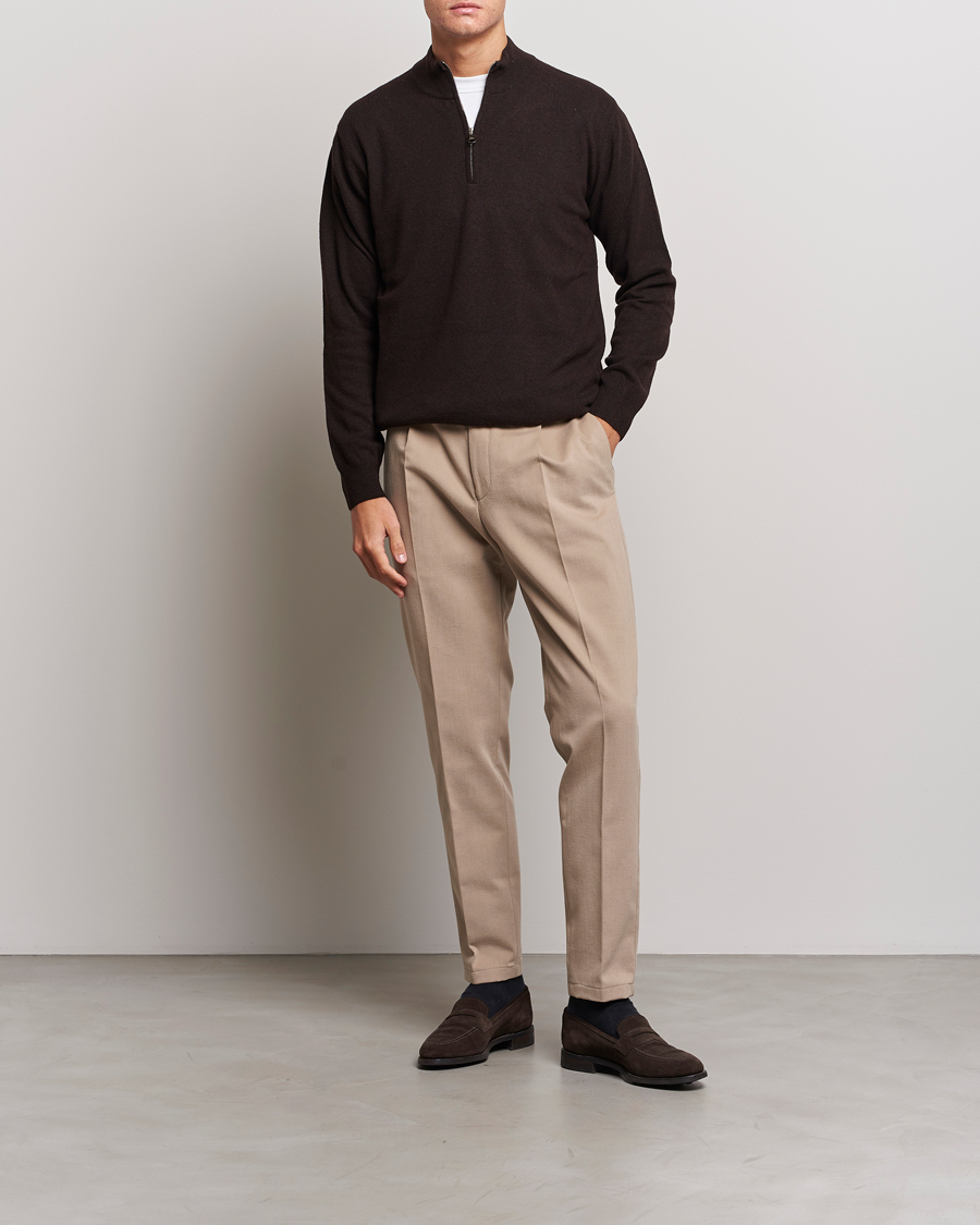 Hombres | Pantalones | Oscar Jacobson | Delon Brushed Cotton Trousers Beige