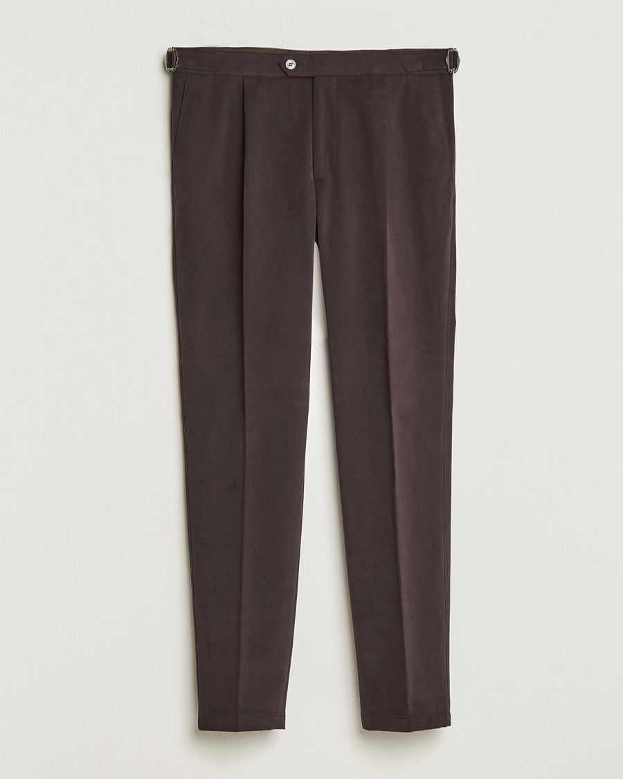 Hombres | Pantalones | Oscar Jacobson | Delon Brushed Cotton Trousers Brown