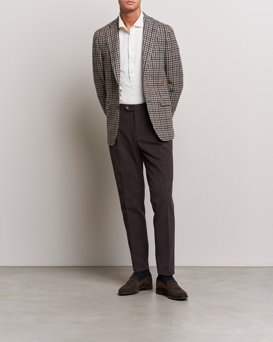 Hombres | Pantalones | Oscar Jacobson | Delon Brushed Cotton Trousers Brown