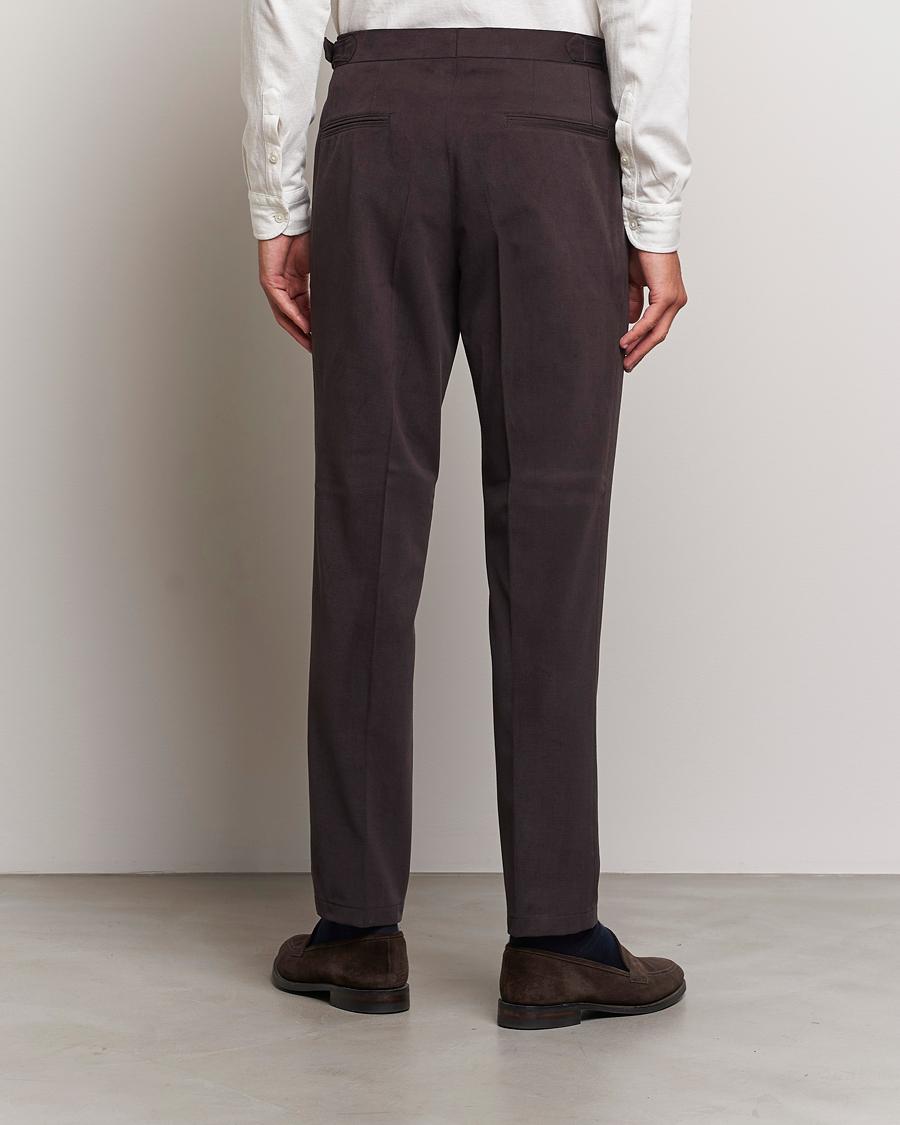 Hombres | Pantalones | Oscar Jacobson | Delon Brushed Cotton Trousers Brown
