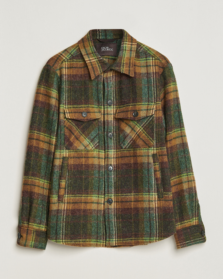 Hombres | Camisas | Oscar Jacobson | Maverick Moon Checked Overshirt Green