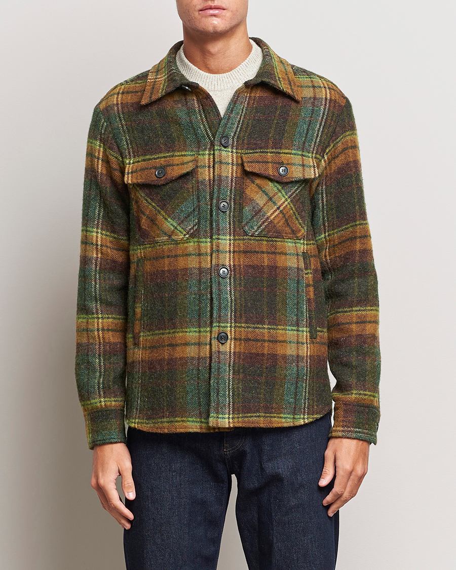 Hombres | Camisas | Oscar Jacobson | Maverick Moon Checked Overshirt Green