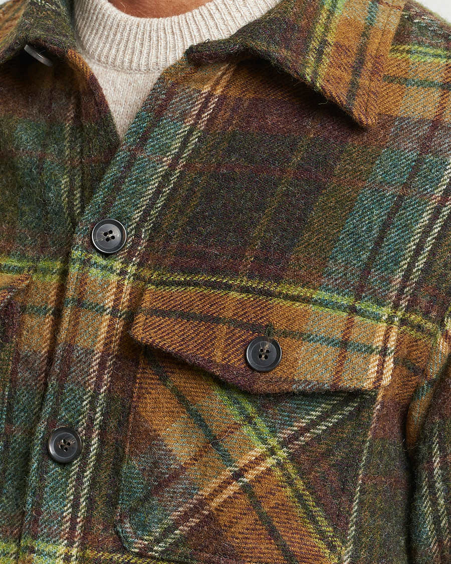 Hombres | Camisas | Oscar Jacobson | Maverick Moon Checked Overshirt Green