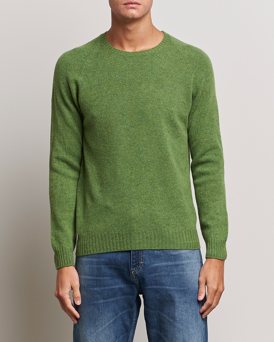 Hombres | Jerséis y prendas de punto | Oscar Jacobson | Kendal Raglan Wool Crewneck Green