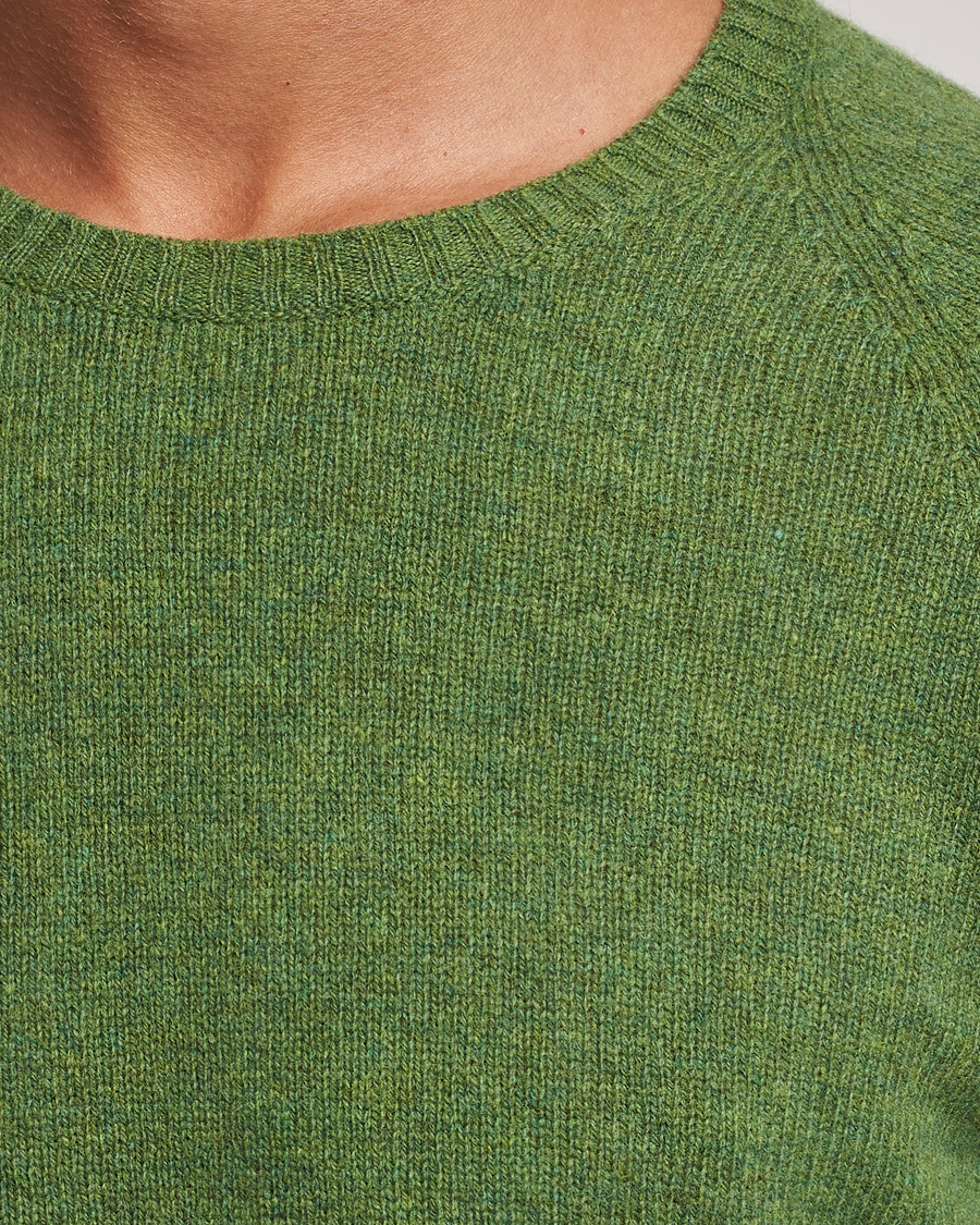 Hombres | Jerséis y prendas de punto | Oscar Jacobson | Kendal Raglan Wool Crewneck Green