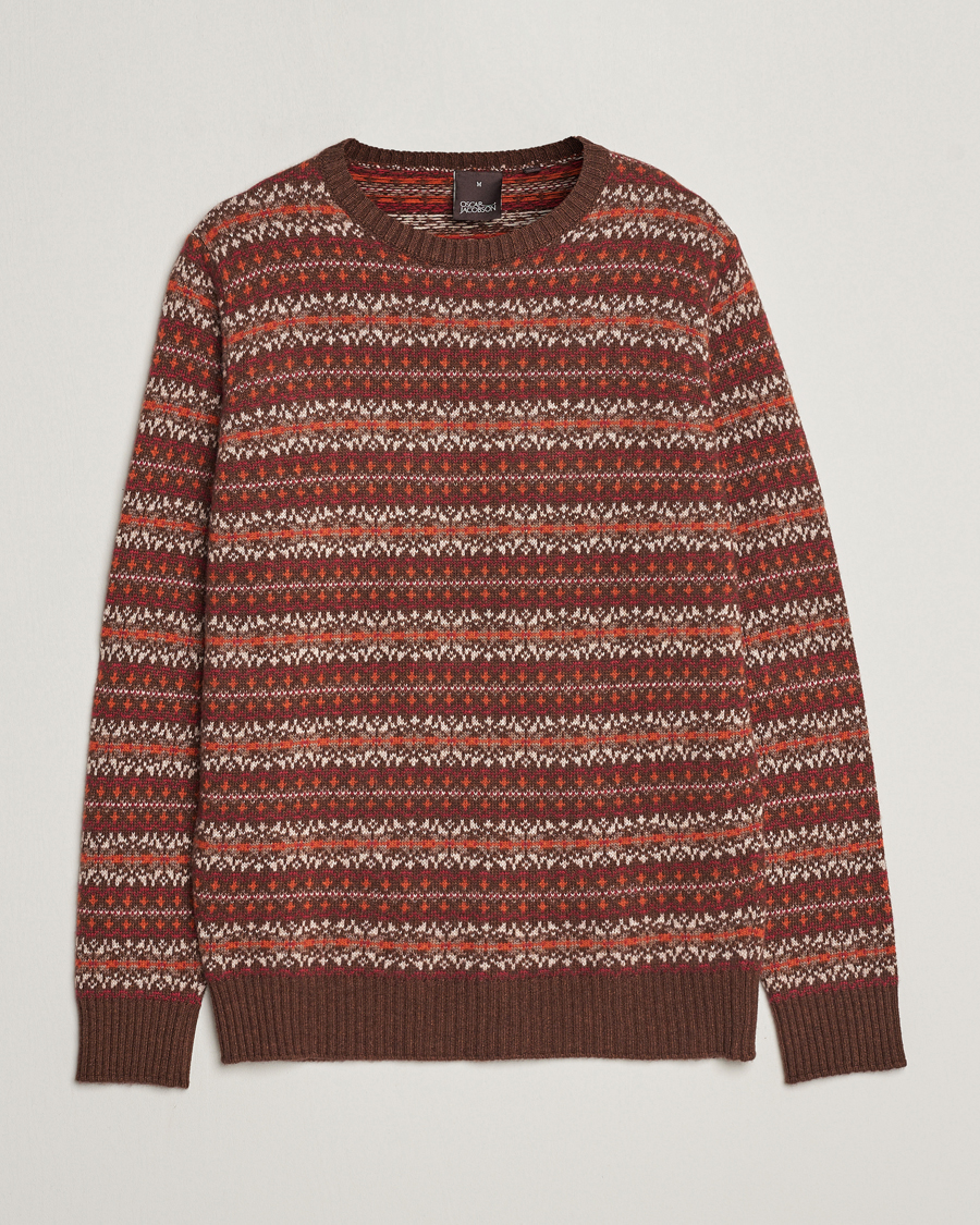 Hombres | Jerséis y prendas de punto | Oscar Jacobson | Pete Fairisle Wool/Cashmere Crewneck Red