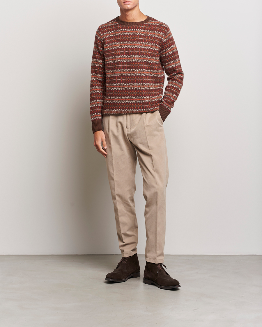 Hombres | Jerséis y prendas de punto | Oscar Jacobson | Pete Fairisle Wool/Cashmere Crewneck Red