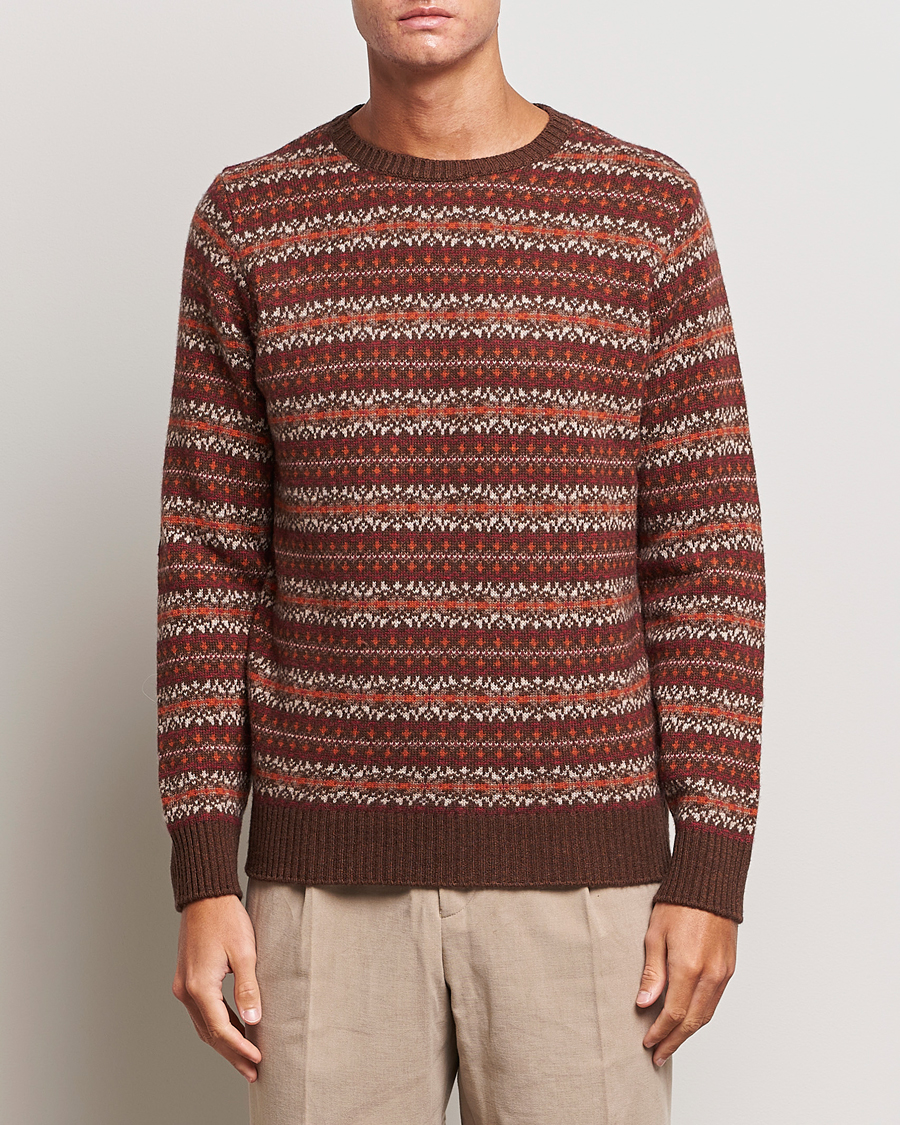 Hombres | Jerséis y prendas de punto | Oscar Jacobson | Pete Fairisle Wool/Cashmere Crewneck Red
