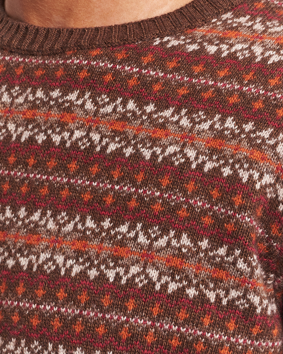 Hombres | Jerséis y prendas de punto | Oscar Jacobson | Pete Fairisle Wool/Cashmere Crewneck Red
