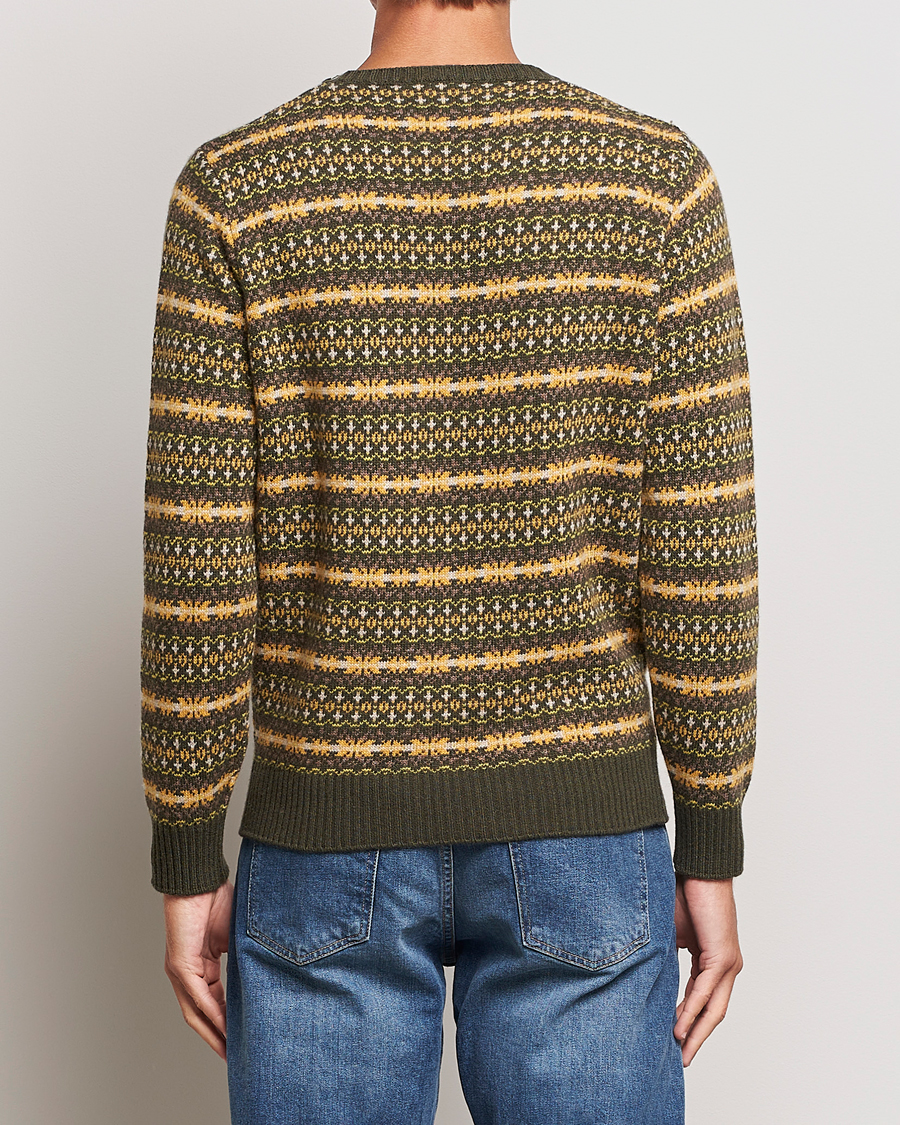Hombres | Jerséis y prendas de punto | Oscar Jacobson | Pete Fairisle Wool/Cashmere Crewneck Green