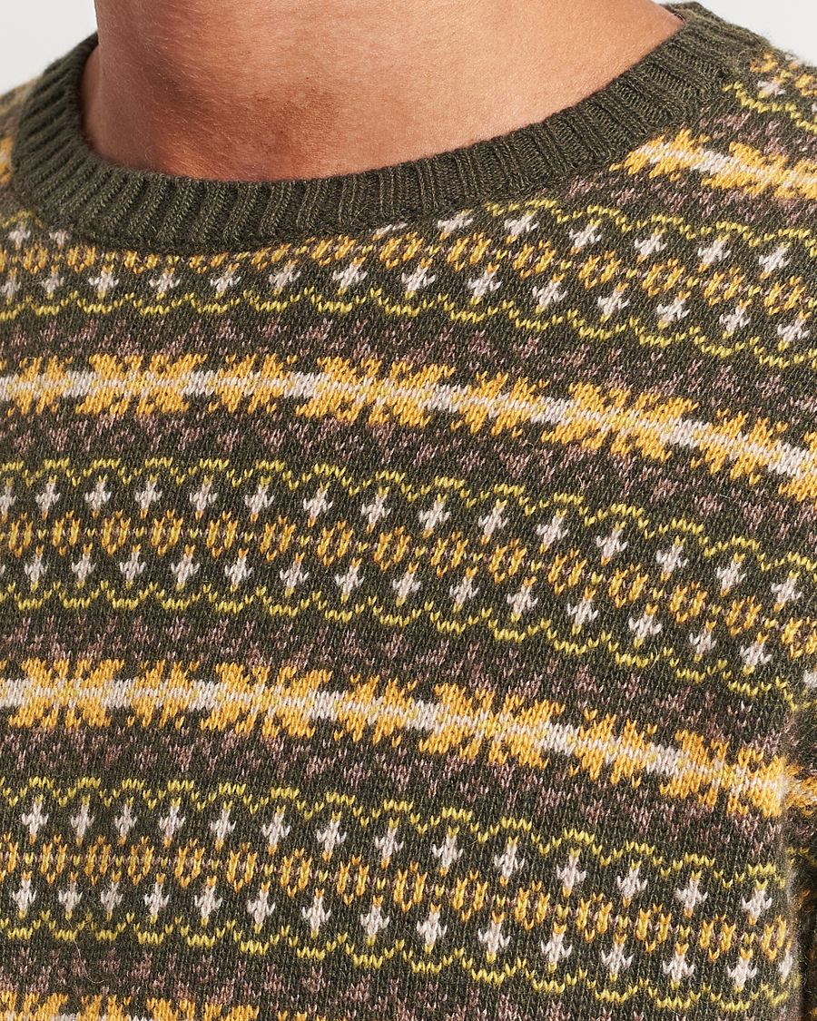 Hombres | Jerséis y prendas de punto | Oscar Jacobson | Pete Fairisle Wool/Cashmere Crewneck Green