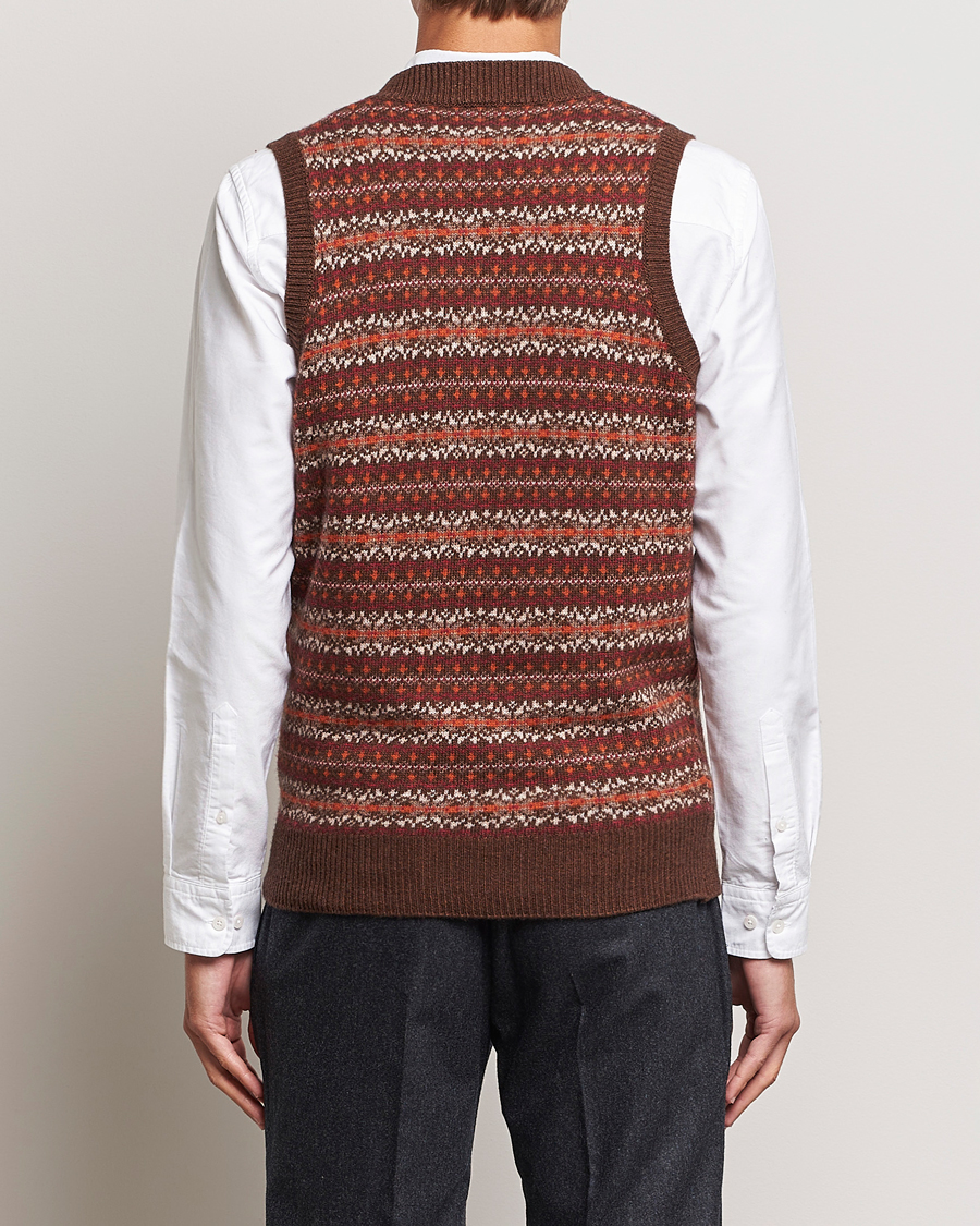 Hombres | Jerséis y prendas de punto | Oscar Jacobson | Lucas Fairisle Wool/Cashmere Vest Red