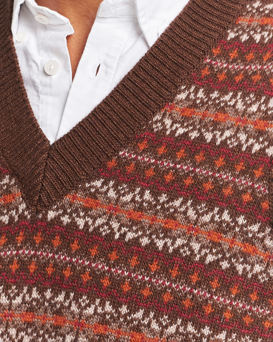 Hombres | Jerséis y prendas de punto | Oscar Jacobson | Lucas Fairisle Wool/Cashmere Vest Red