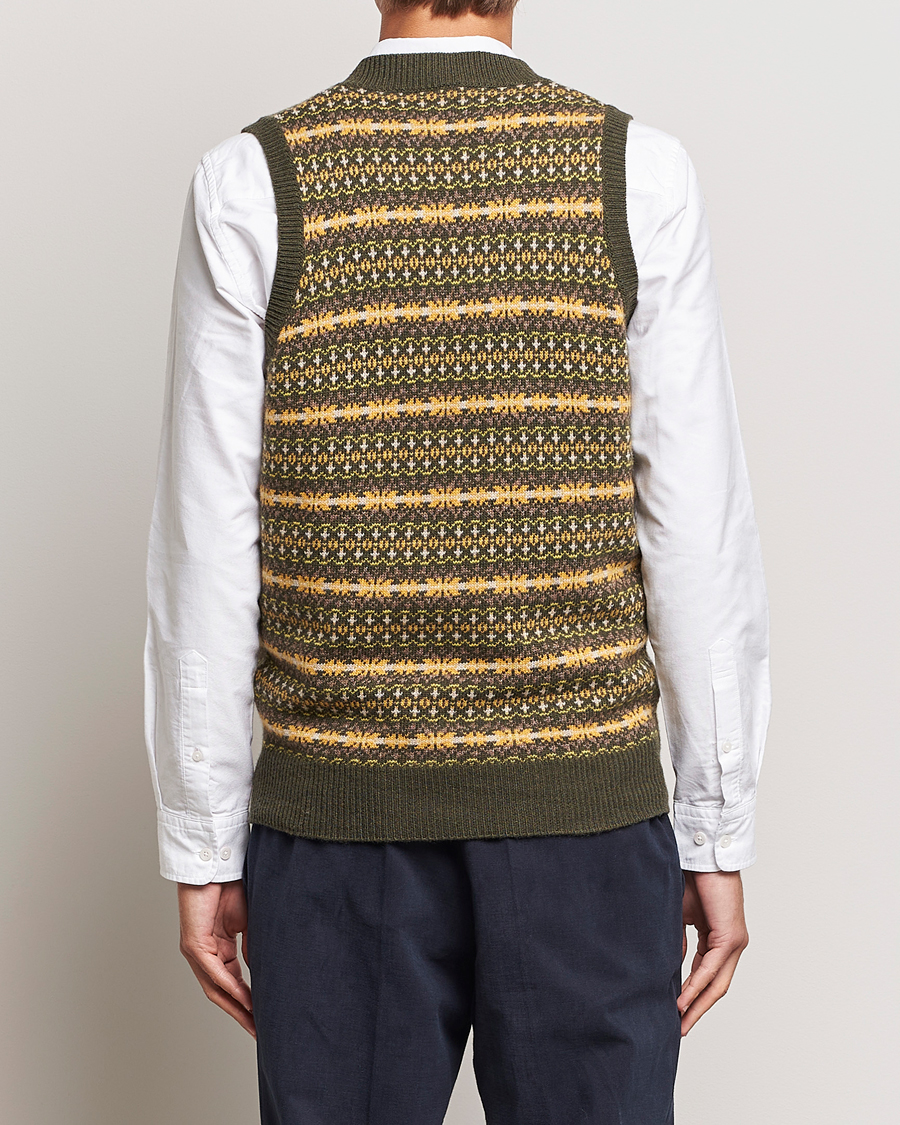 Hombres | Jerséis y prendas de punto | Oscar Jacobson | Lucas Fairisle Wool/Cashmere Vest Green