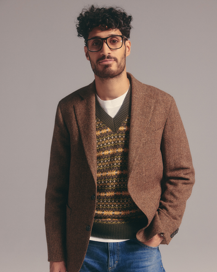 Hombres | Jerséis y prendas de punto | Oscar Jacobson | Lucas Fairisle Wool/Cashmere Vest Green