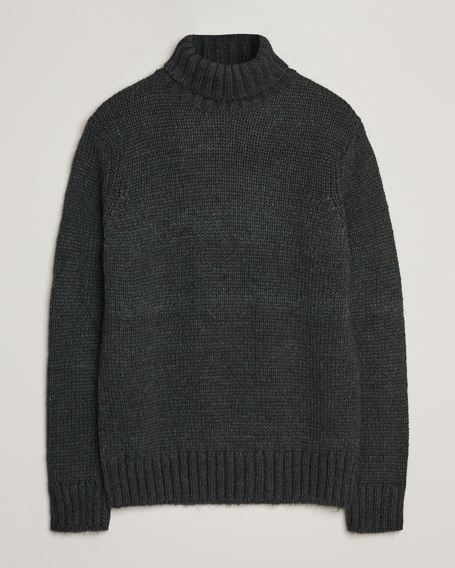 Hombres | Jerséis y prendas de punto | Oscar Jacobson | Rod Wool/Alpaca Heavy Knit Rollneck Green
