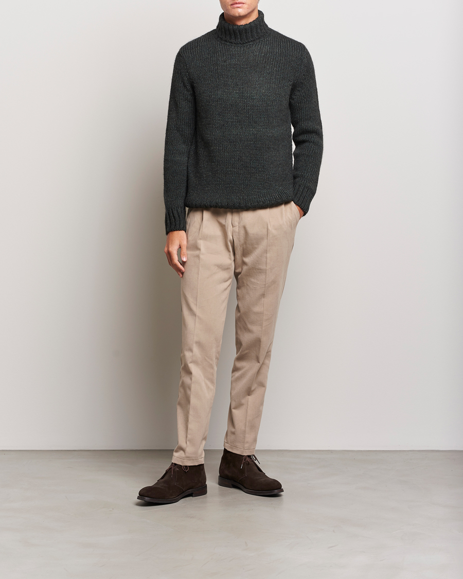 Hombres | Jerséis y prendas de punto | Oscar Jacobson | Rod Wool/Alpaca Heavy Knit Rollneck Green