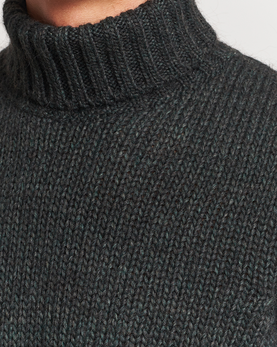 Hombres | Jerséis y prendas de punto | Oscar Jacobson | Rod Wool/Alpaca Heavy Knit Rollneck Green
