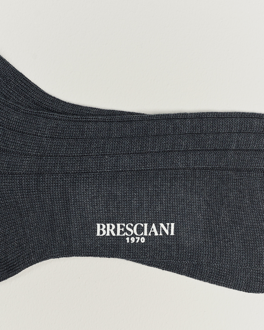 Hombres |  | Bresciani | Wool/Nylon Heavy Ribbed Socks Grey Melange