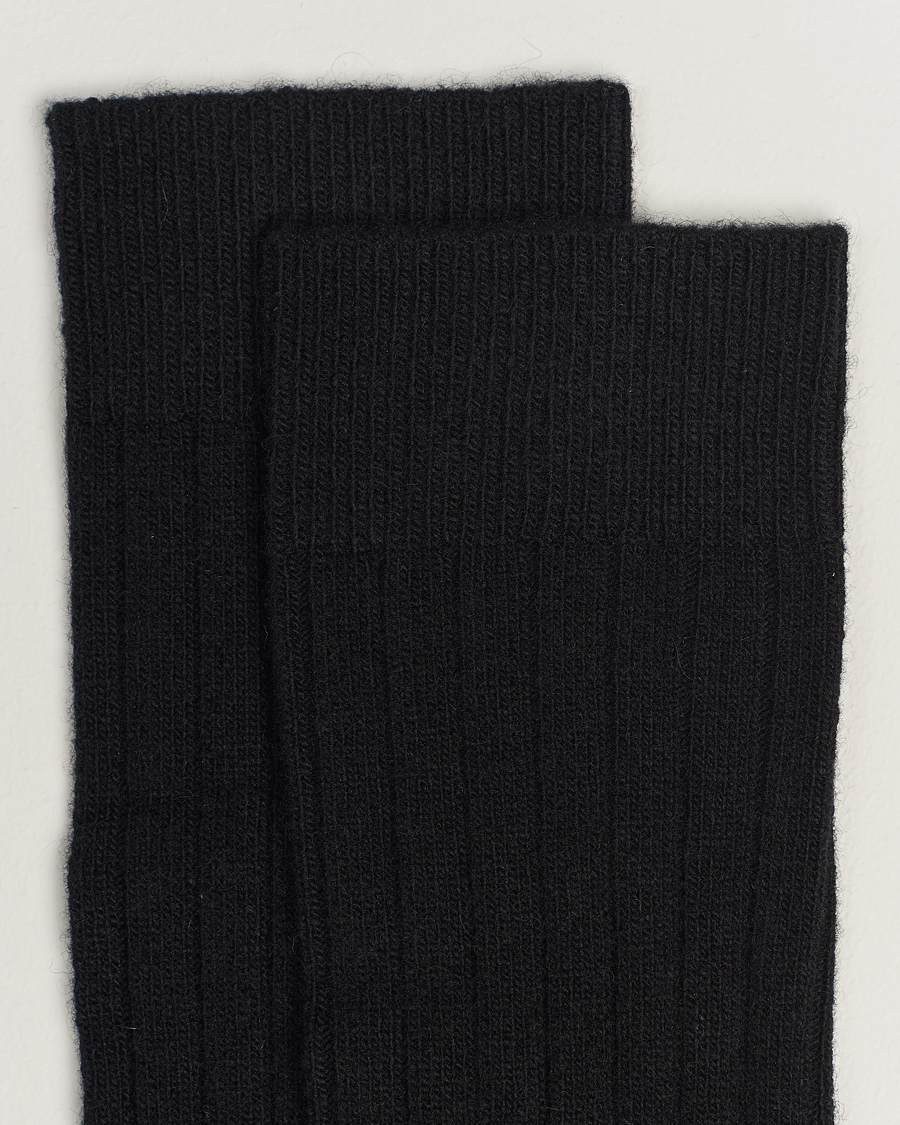 Hombres | Ropa interior y calcetines | Bresciani | Wool/Cashmere Ribbed Socks Black