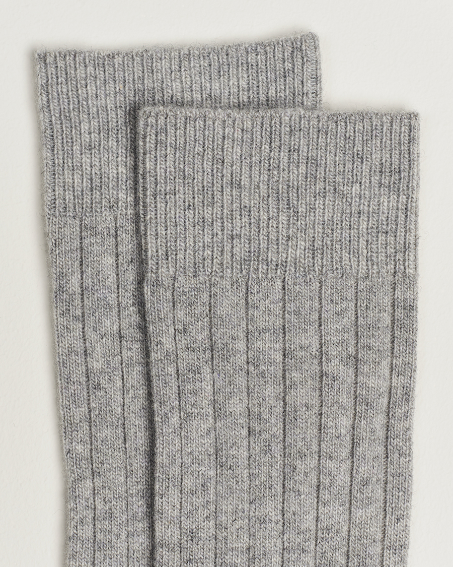 Hombres |  | Bresciani | Wool/Cashmerer Ribbed Socks Light Grey
