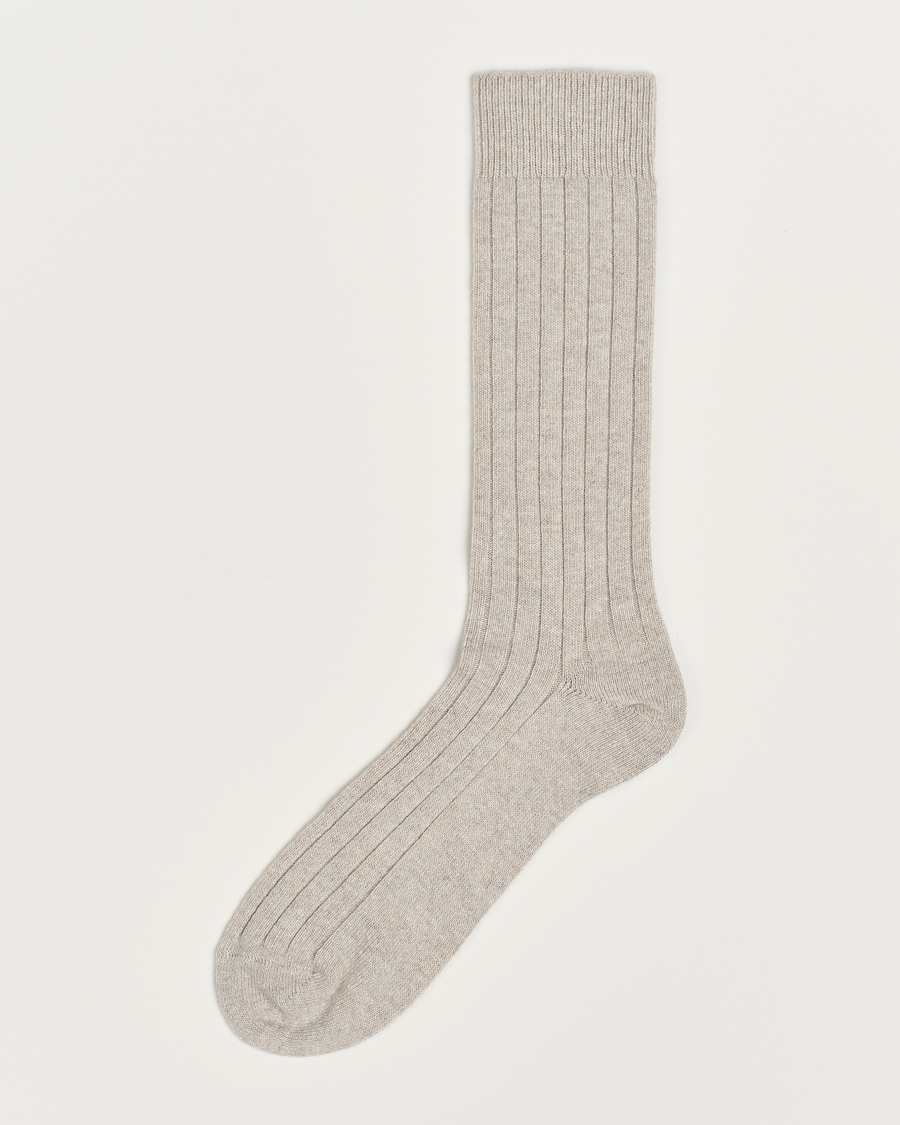 Hombres | Ropa interior y calcetines | Bresciani | Wool/Cashmerer Ribbed Socks Beige