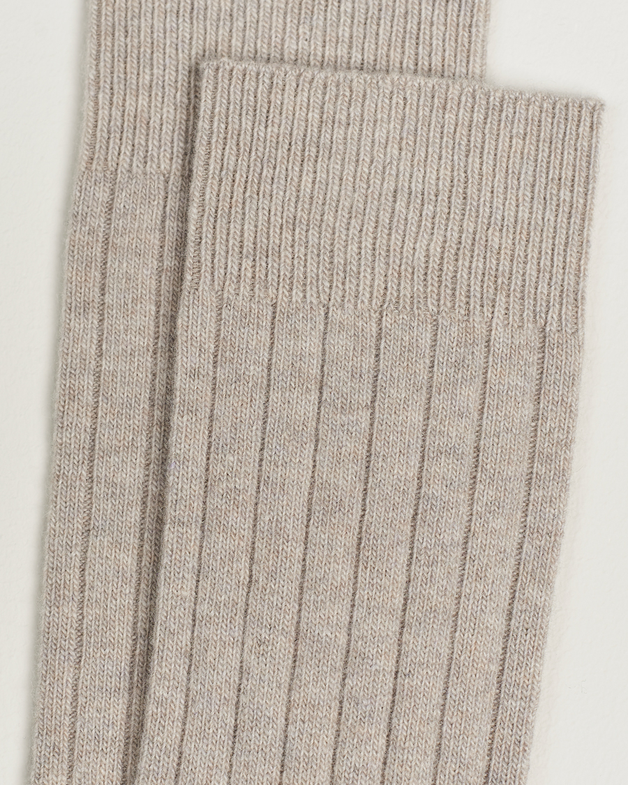 Hombres | Ropa interior y calcetines | Bresciani | Wool/Cashmerer Ribbed Socks Beige