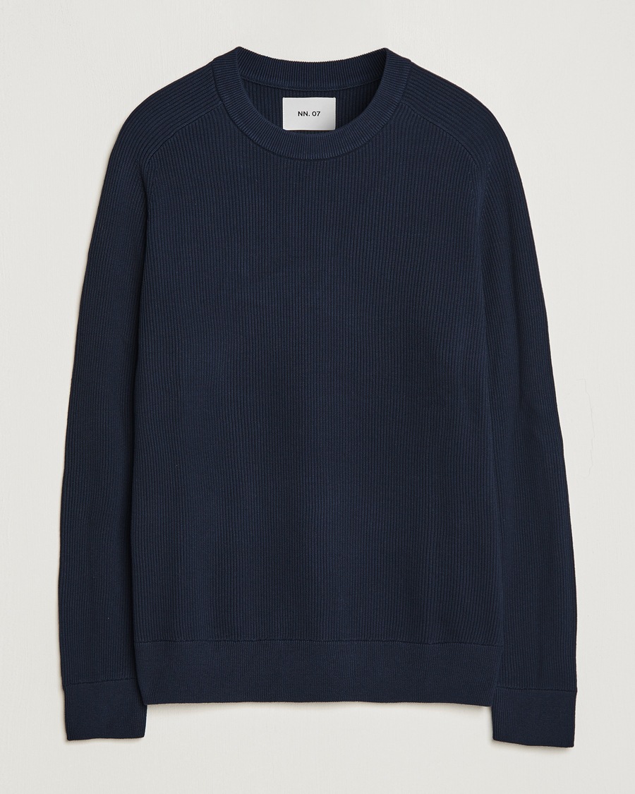 Hombres | Jerséis y prendas de punto | NN07 | Kevin Cotton Knitted Sweater Navy Blue