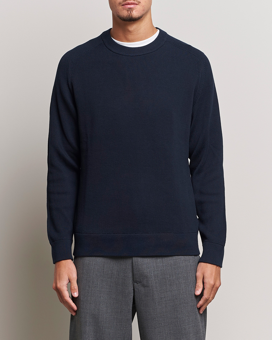 Hombres | Jerseys de punto | NN07 | Kevin Cotton Knitted Sweater Navy Blue