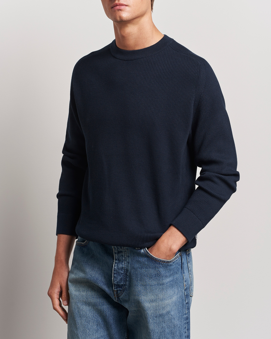 Hombres | Jerséis y prendas de punto | NN07 | Kevin Cotton Knitted Sweater Navy Blue