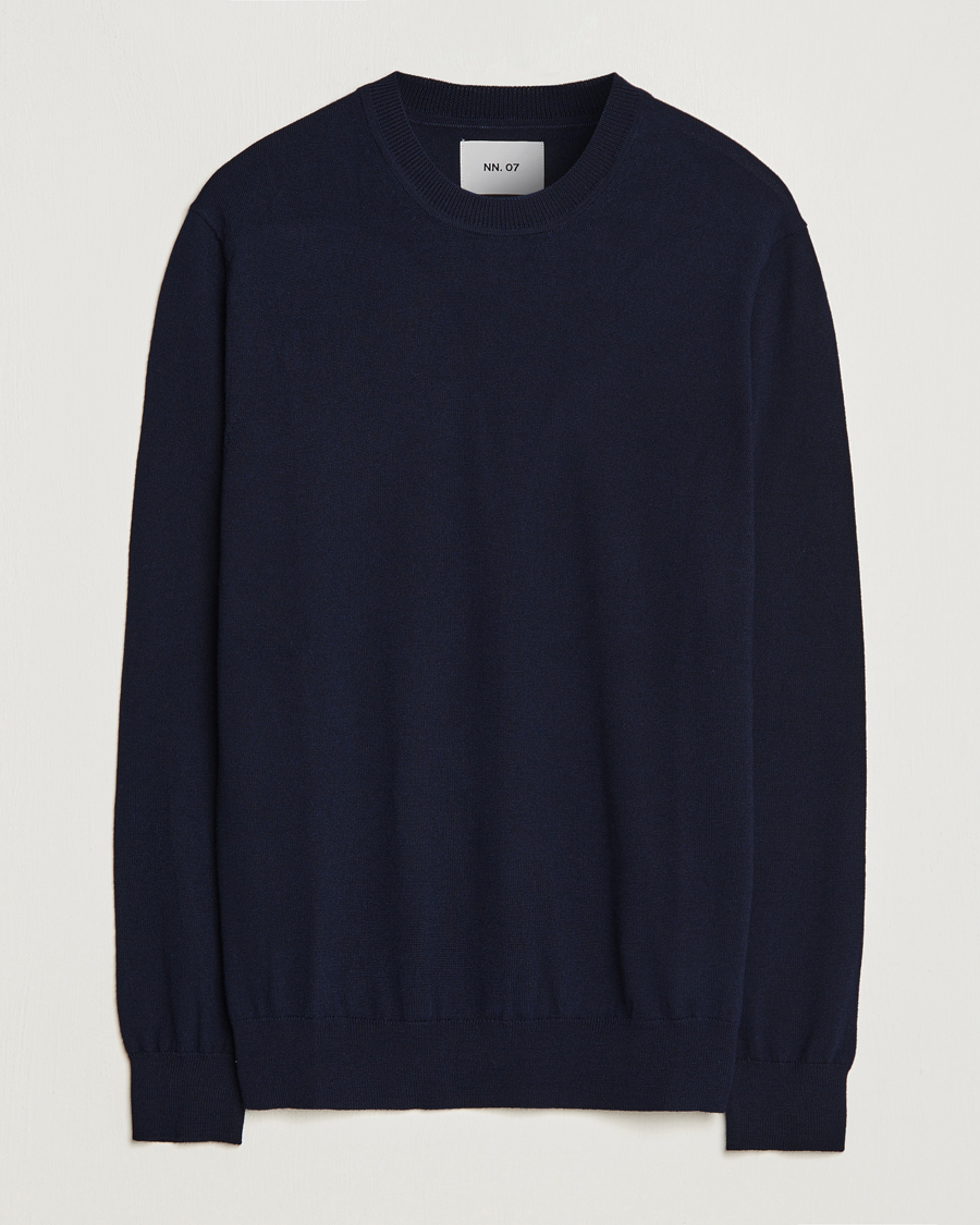 Hombres | Jerséis y prendas de punto | NN07 | Ted Merino Crew Neck Pullover Navy Blue