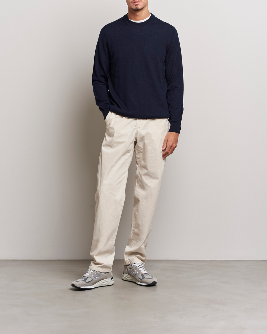 Hombres | Jerséis y prendas de punto | NN07 | Ted Merino Crew Neck Pullover Navy Blue