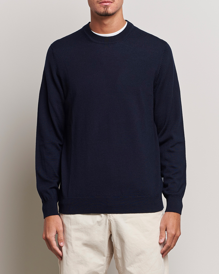 Hombres | Jerséis y prendas de punto | NN07 | Ted Merino Crew Neck Pullover Navy Blue