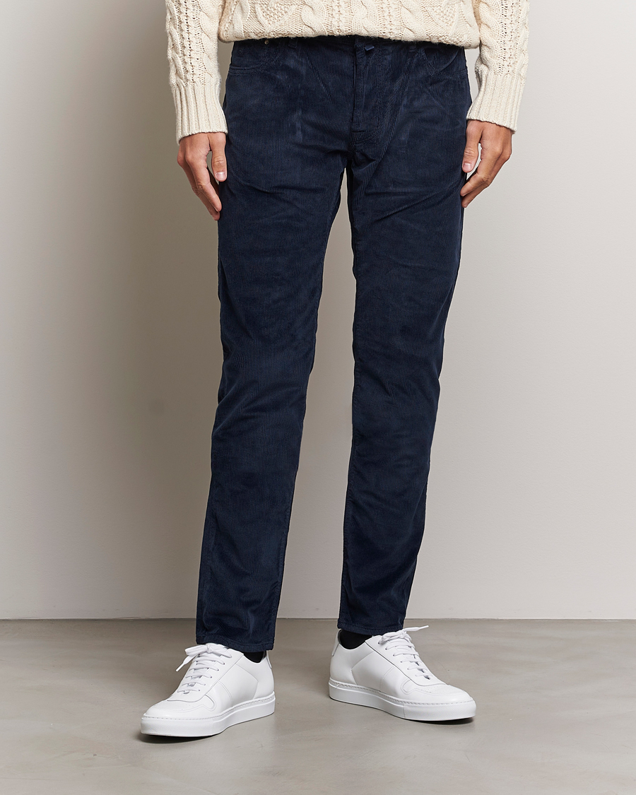 Hombres | Pantalones | Jacob Cohën | Bard 5-Pocket Medium Corduroy Trousers Navy
