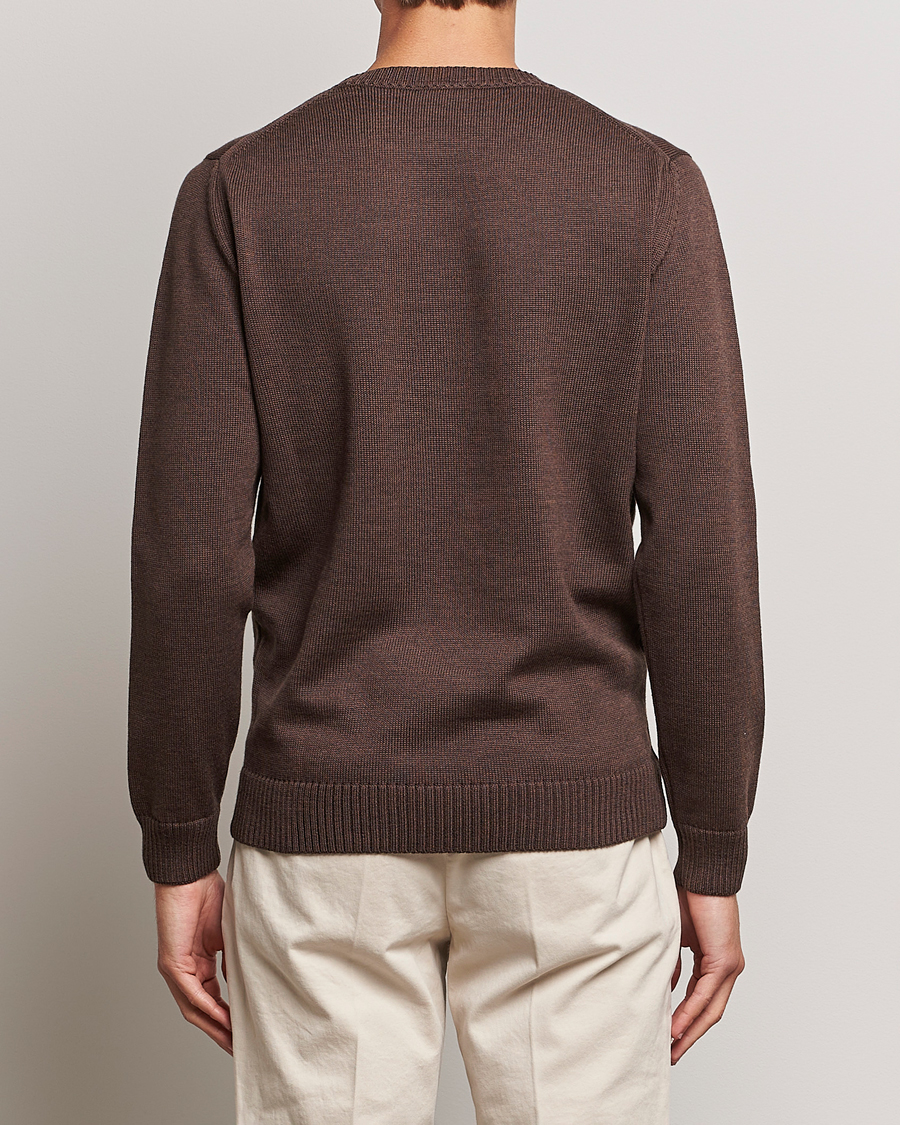 Hombres | Jerséis y prendas de punto | Stenströms | Chunky Merino Crew Neck Brown
