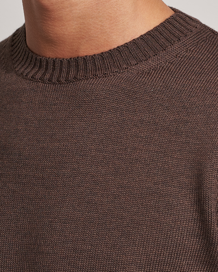 Hombres | Jerséis y prendas de punto | Stenströms | Chunky Merino Crew Neck Brown
