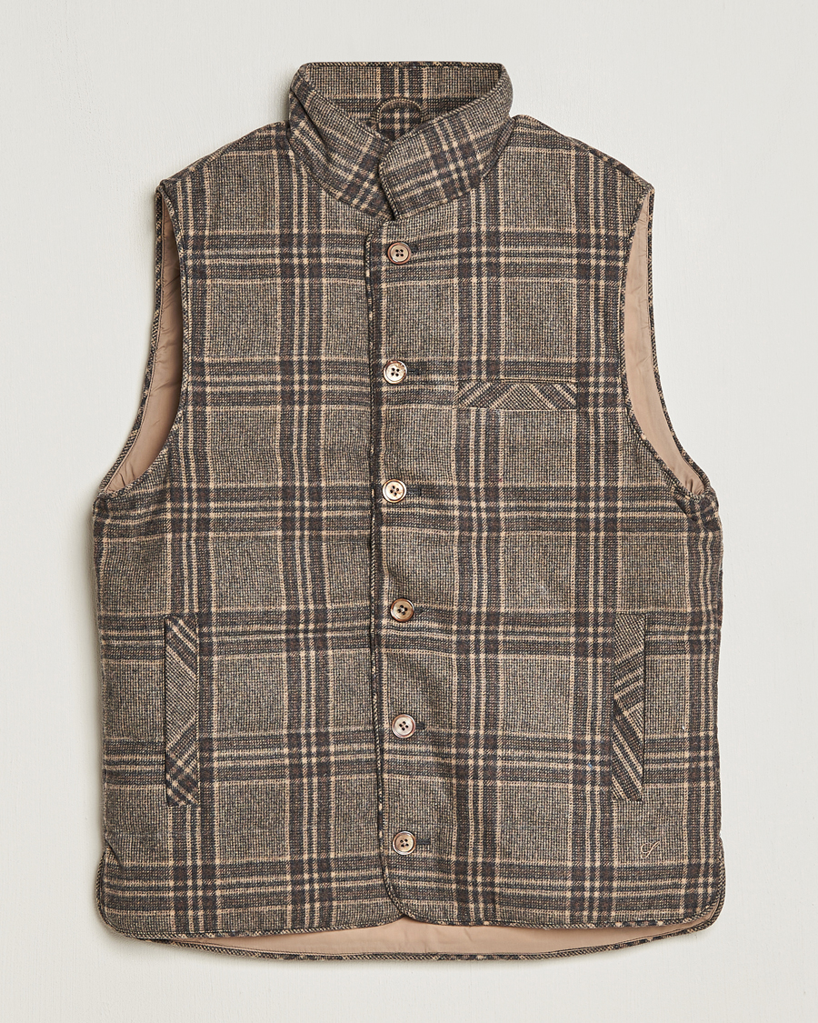 Hombres | Abrigos y chaquetas | Stenströms | Checked Wool Flannel Vest Brown
