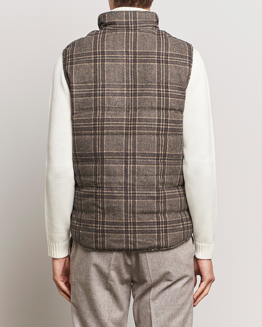 Hombres | Abrigos y chaquetas | Stenströms | Checked Wool Flannel Vest Brown