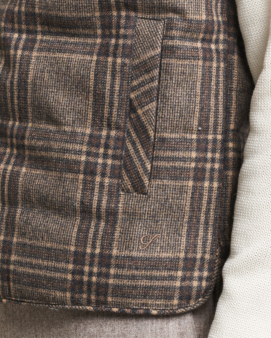 Hombres | Abrigos y chaquetas | Stenströms | Checked Wool Flannel Vest Brown