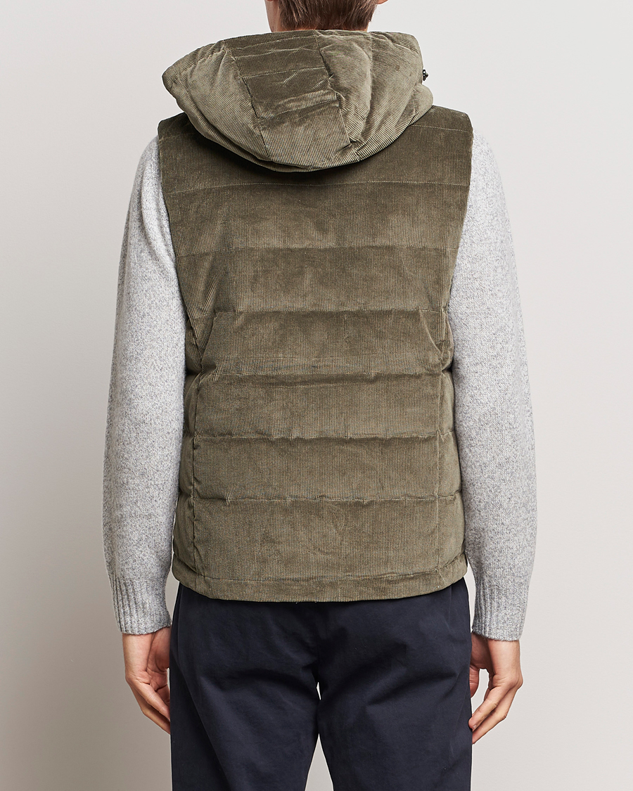 Hombres | Abrigos y chaquetas | Stenströms | Hooded Corduroy Vest Brown