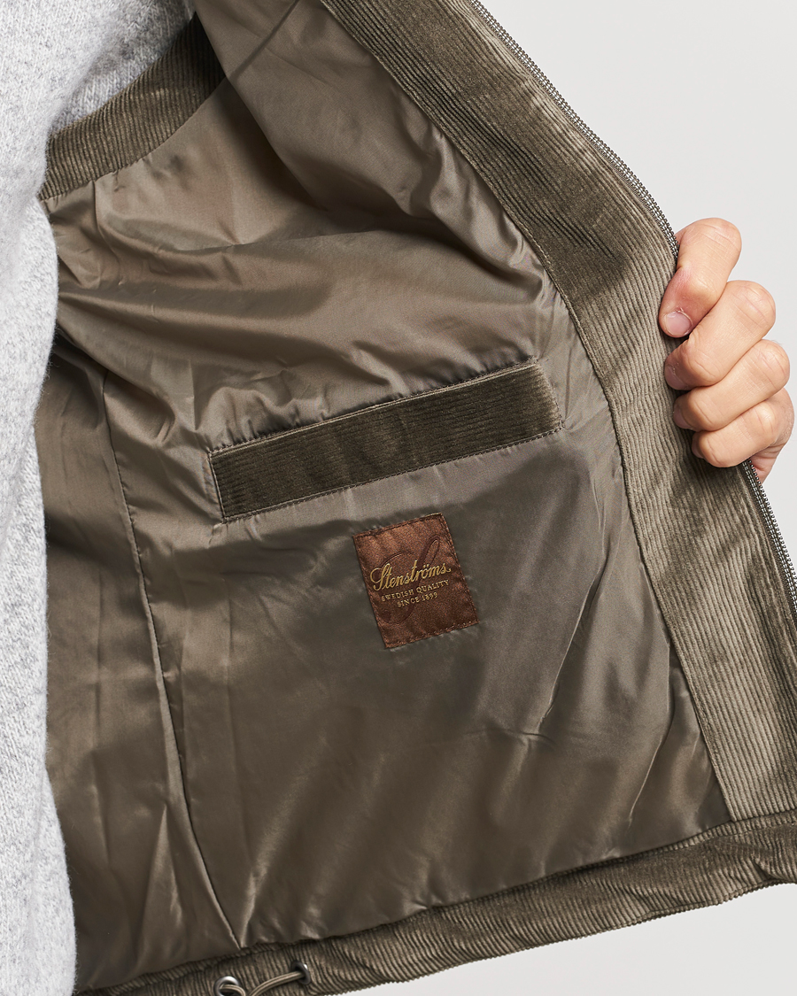 Hombres | Abrigos y chaquetas | Stenströms | Hooded Corduroy Vest Brown