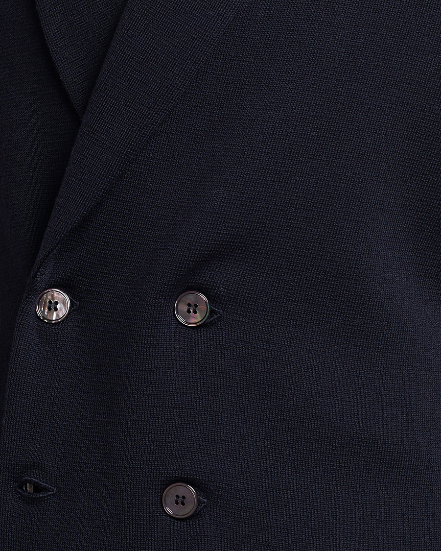 Hombres | Blazers | Stenströms | Merino Knitted Tuxedo Cardigan Navy