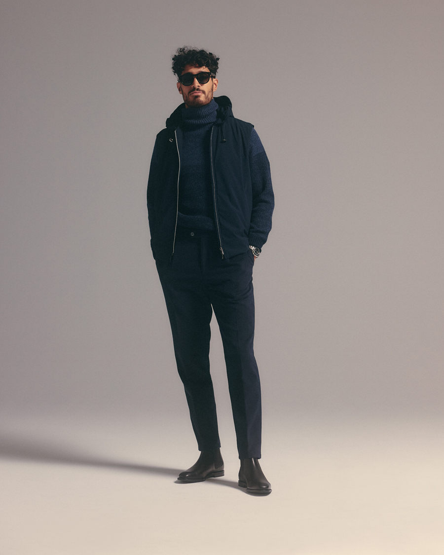 Hombres | Abrigos y chaquetas | Stenströms | Active Jersey Leisure Hood Vest Navy
