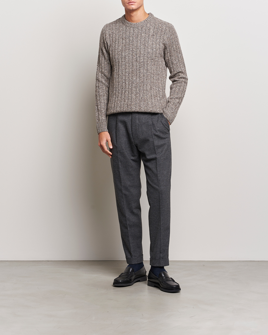 Hombres | Jerséis y prendas de punto | Stenströms | Super Geelong Merino Crewneck Brown