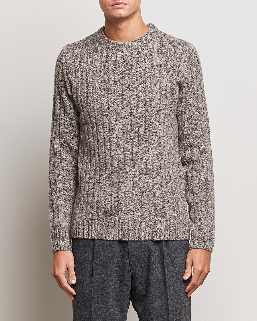 Hombres | Jerséis y prendas de punto | Stenströms | Super Geelong Merino Crewneck Brown