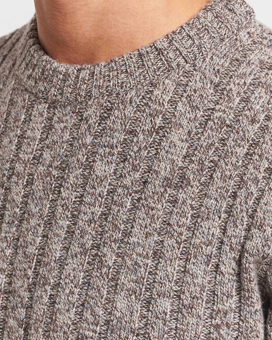 Hombres | Jerséis y prendas de punto | Stenströms | Super Geelong Merino Crewneck Brown