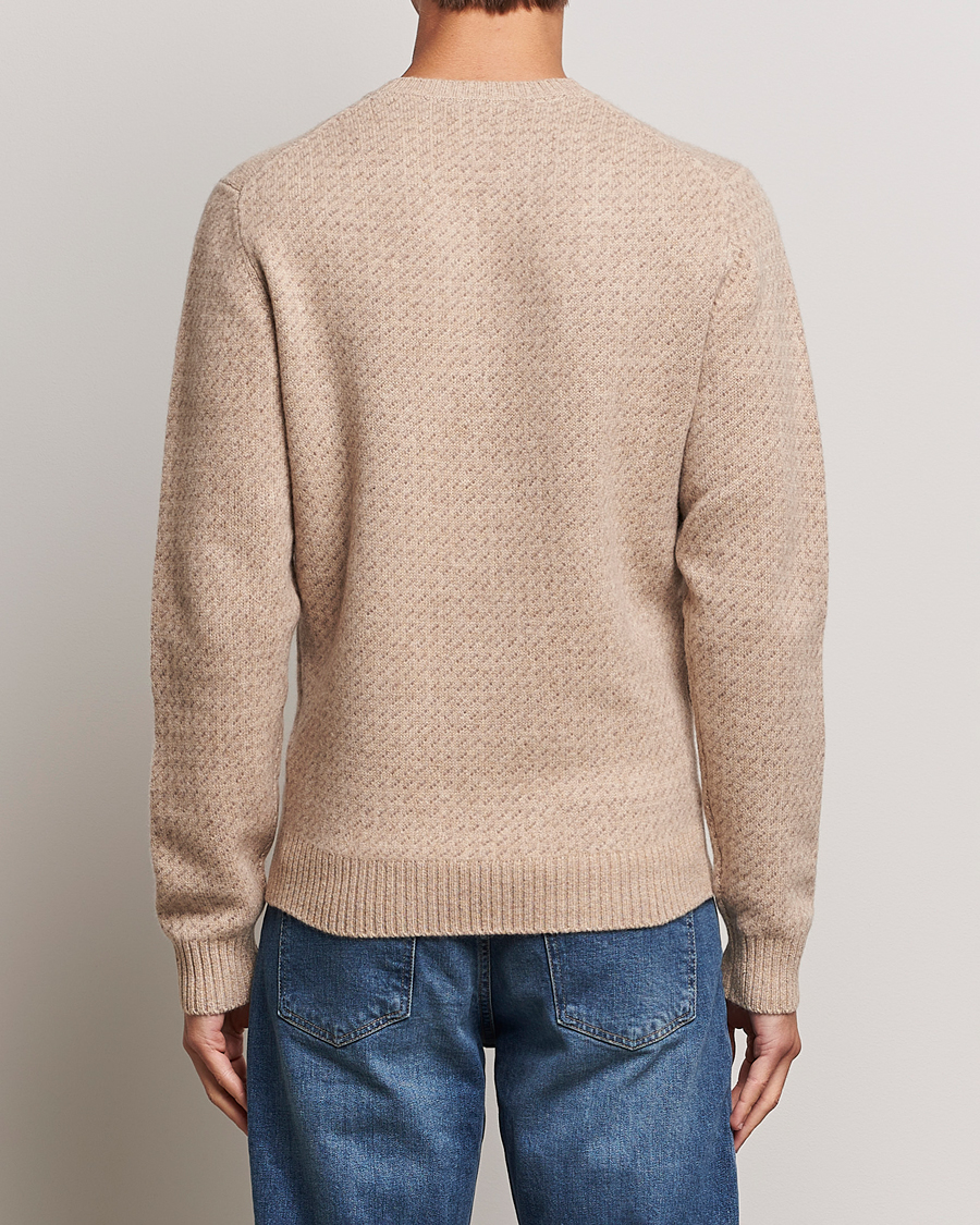 Hombres | Jerséis y prendas de punto | Stenströms | Patterned Yak Merino Crewneck Beige