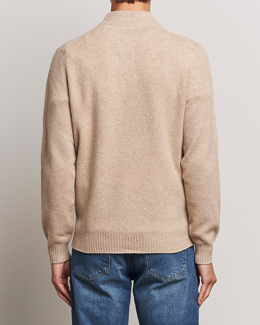 Hombres | Jerséis y prendas de punto | Stenströms | Patterned Yak Merino Half-Zip Beige